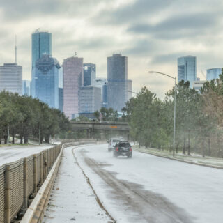 icey roads in Houston, Texas